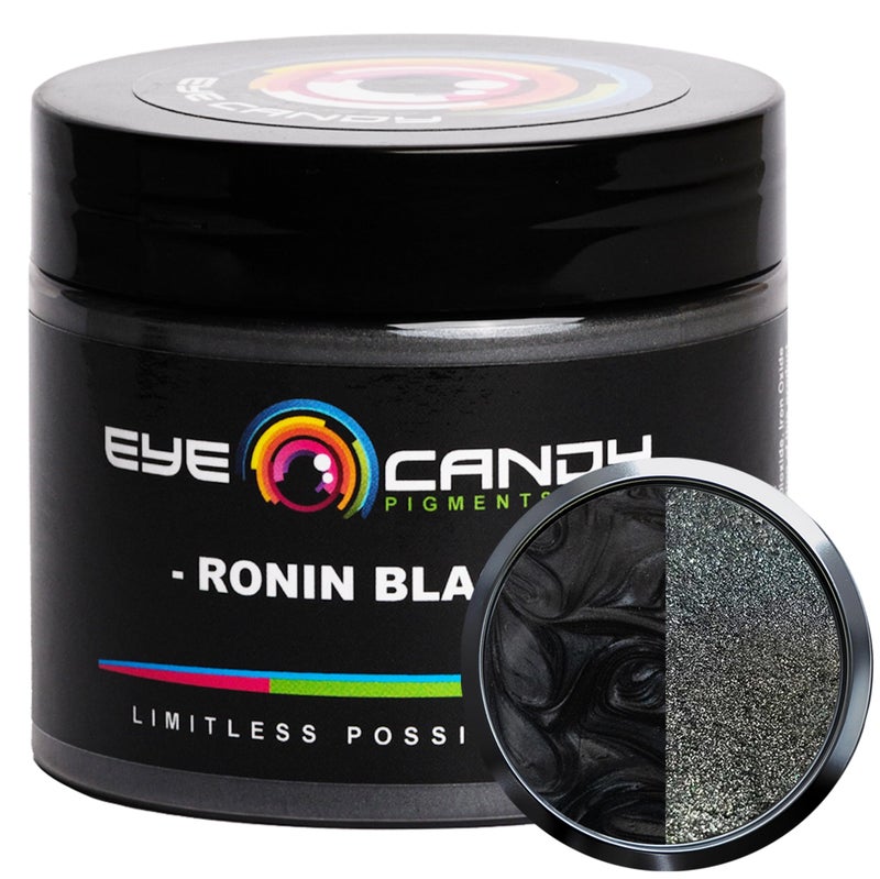 Eye Candy Pigments Premium Black Mica Powder - Ronin Black (50gr) - for Epoxy, Resin, Soap, Paint, Woodworking, Acrylic Pouring, Bath Bombs, Fishing Lures - DIY Arts and Crafts Additive - Image 1